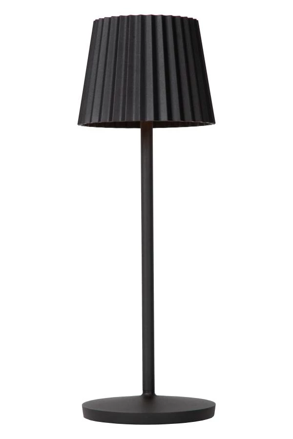 Lucide JUSTINE - Lampe de table Rechargeable Intérieur/Extérieur - Batterie/Piles - LED Dim. - 1x2W 2700K - IP54 - Avec station de charge sans fil - Noir - éteint